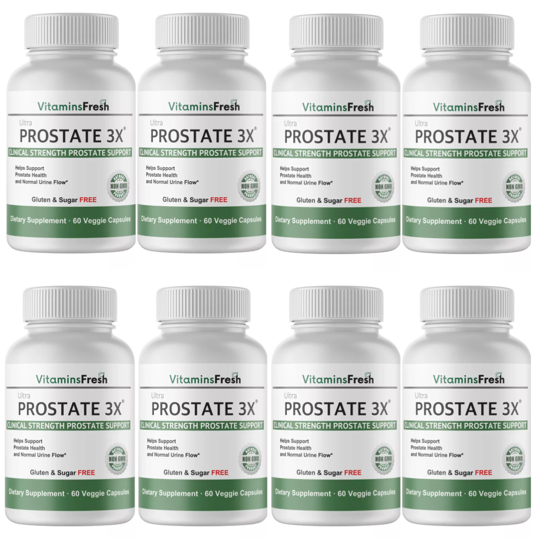 Prostate 3X Support Improves Prostate Health & Frequent Urine Flow - 8 Bottles