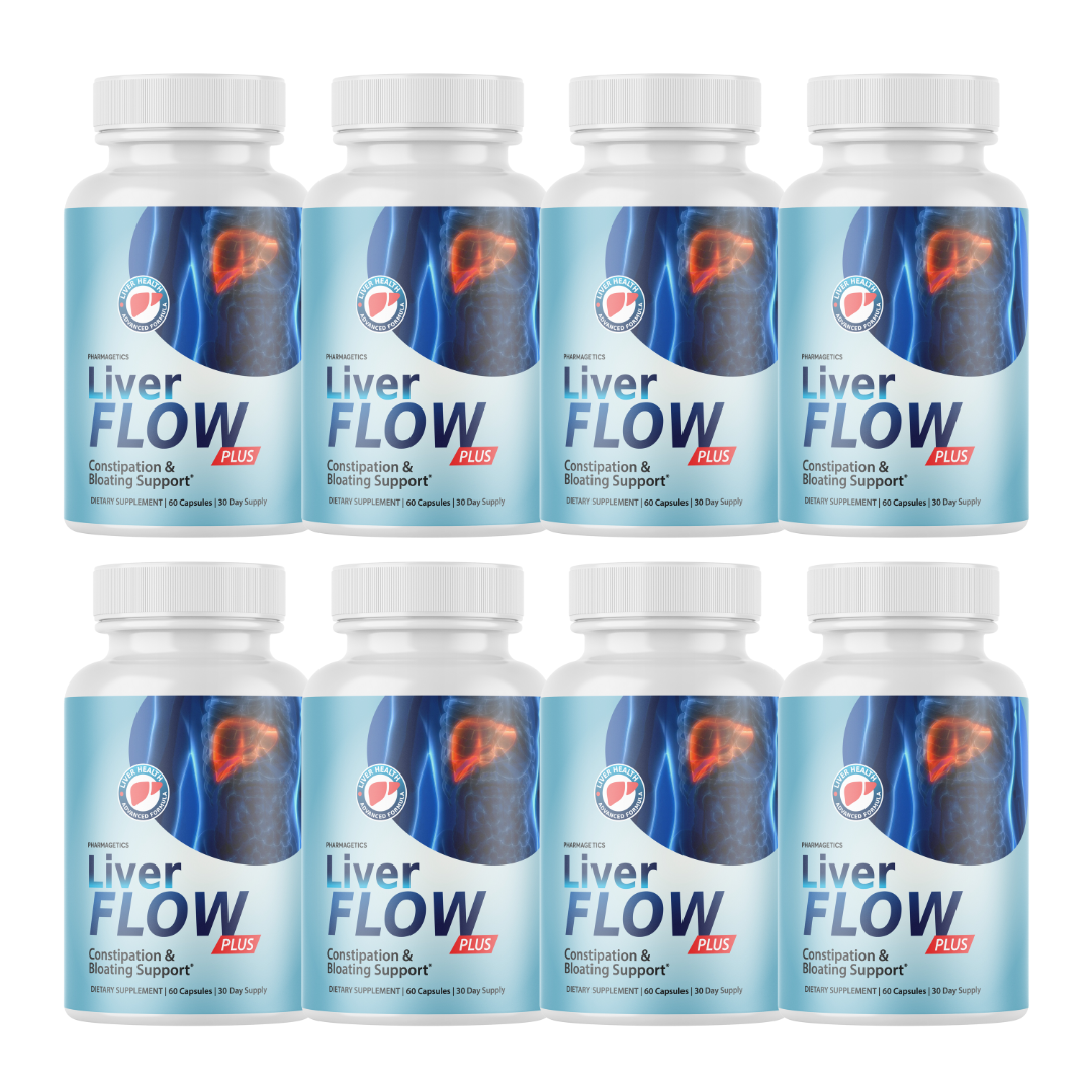 Liver Flow Plus Capsules LiverFlow Pills Gut Health Formula - 8 Bottles