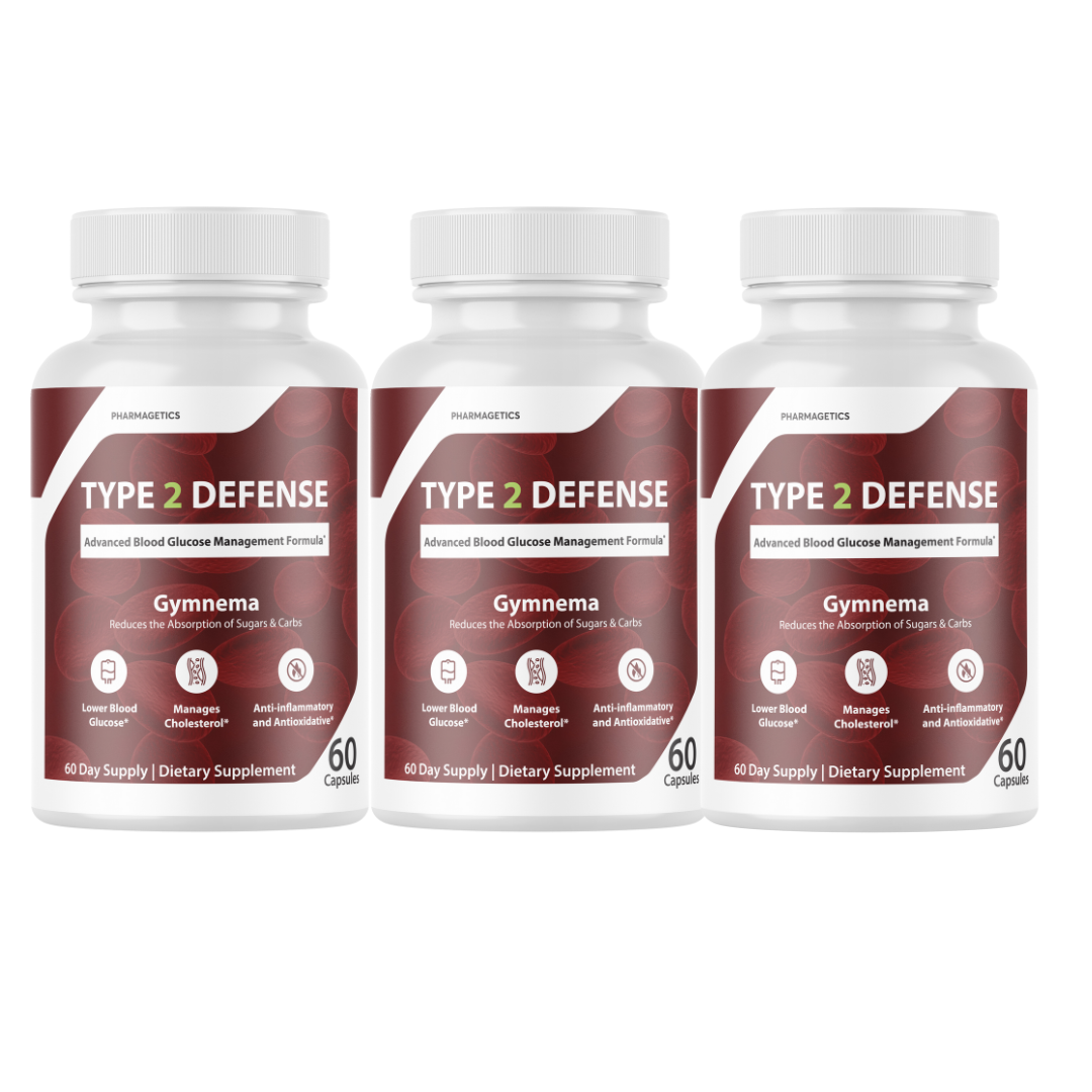 Type 2 Defense Advanced Blood Health Support Formula With Gymnema - 3 Bottles