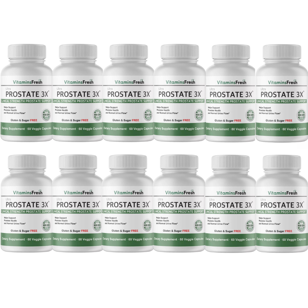 Prostate 3X Support Improves Prostate Health & Frequent Urine Flow - 12 Bottles