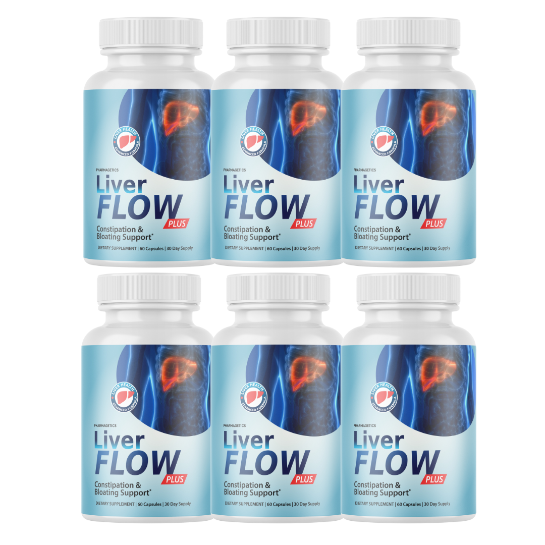 Liver Flow Plus Capsules LiverFlow Pills Gut Health Formula - 6 Bottles