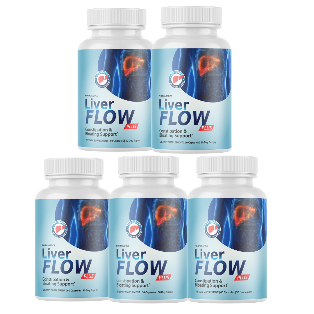 Liver Flow Plus Capsules LiverFlow Pills Gut Health Formula - 5 Bottles