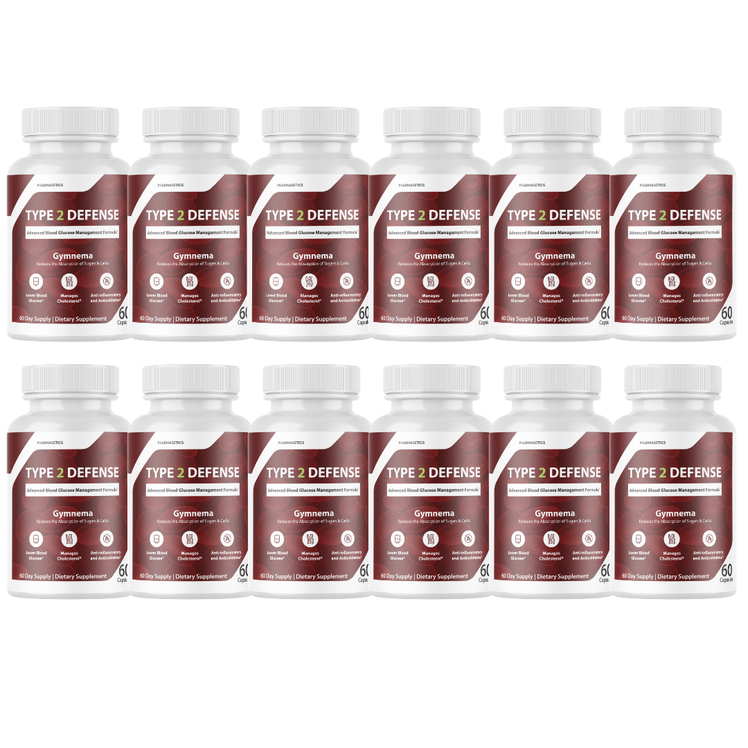 Type 2 Defense Advanced Blood Health Support Formula With Gymnema - 12 Bottles