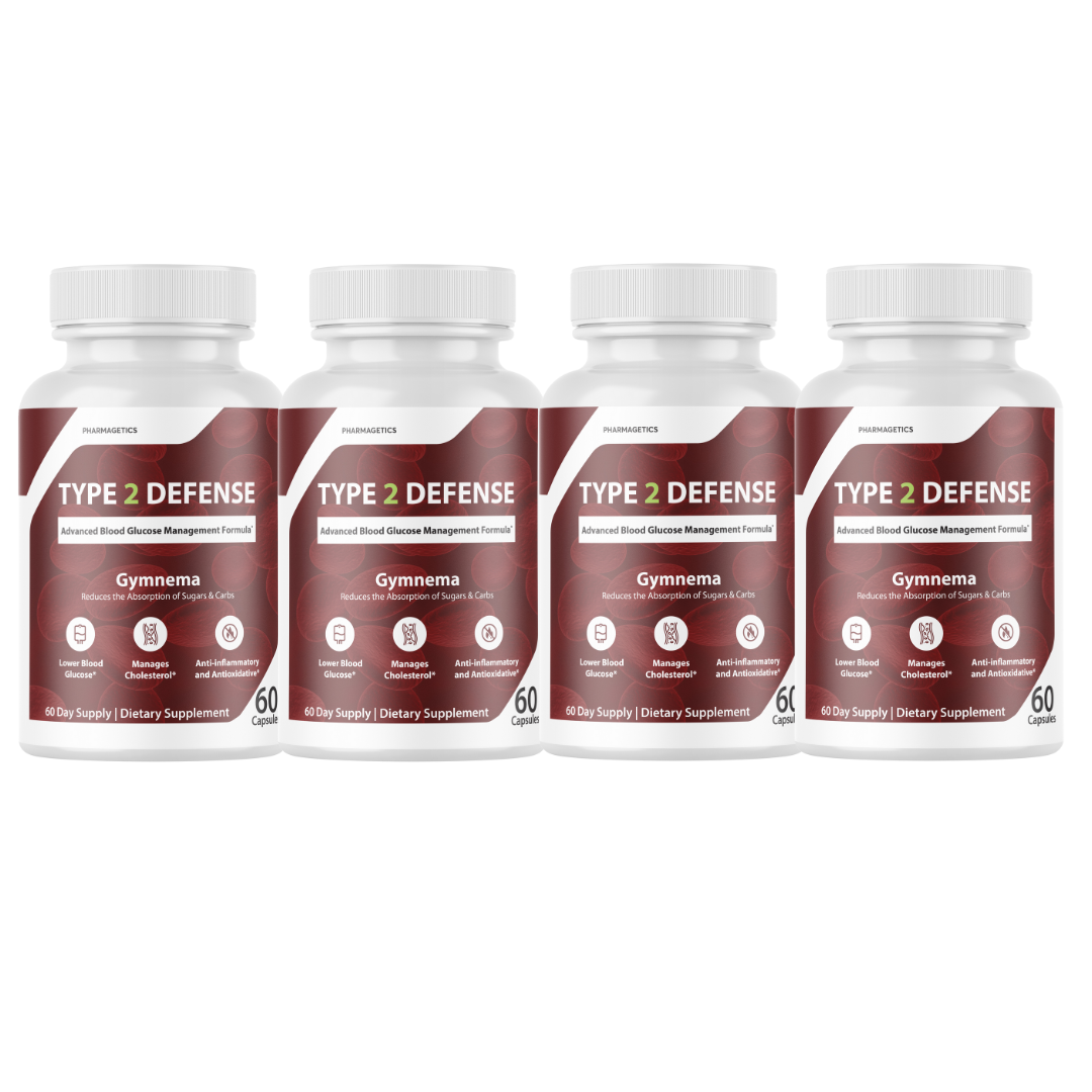 Type 2 Defense Advanced Blood Health Support Formula With Gymnema - 4 Bottles