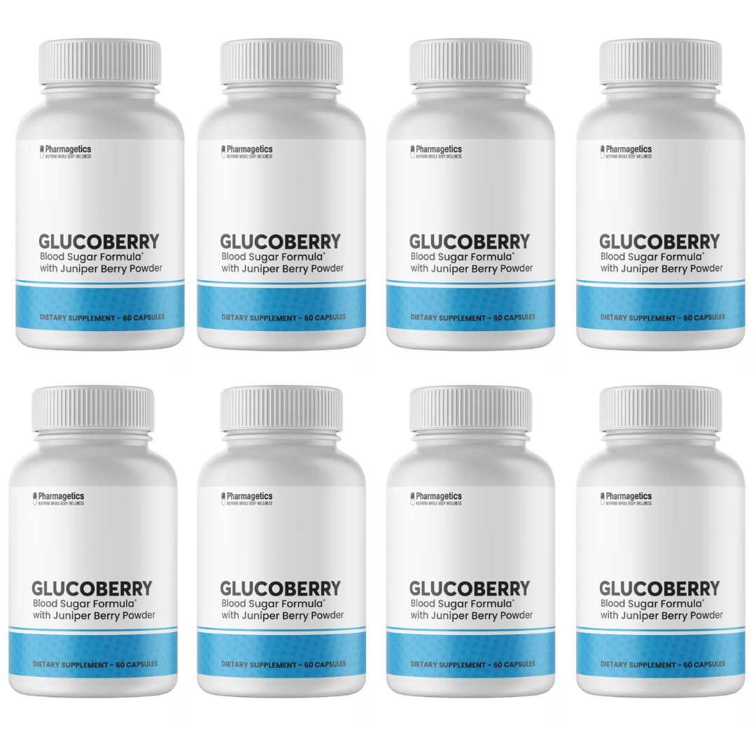 Glucoberry Blood Sugar Formula with Juniper Berry Powder - 8 Bottles