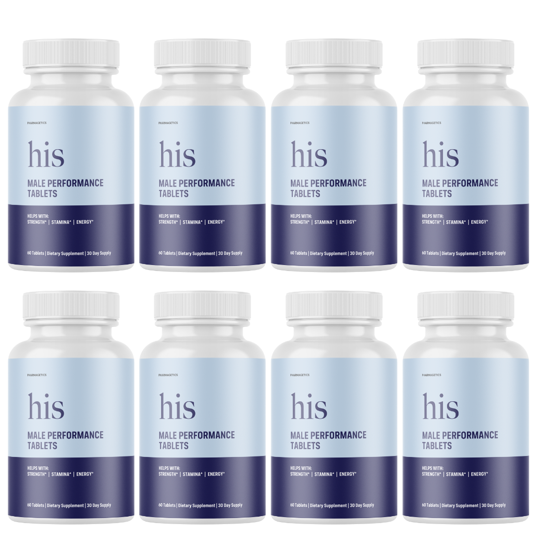 His Male Performance - Enhances Energy, Vitality & Stamina - 8 Bottles