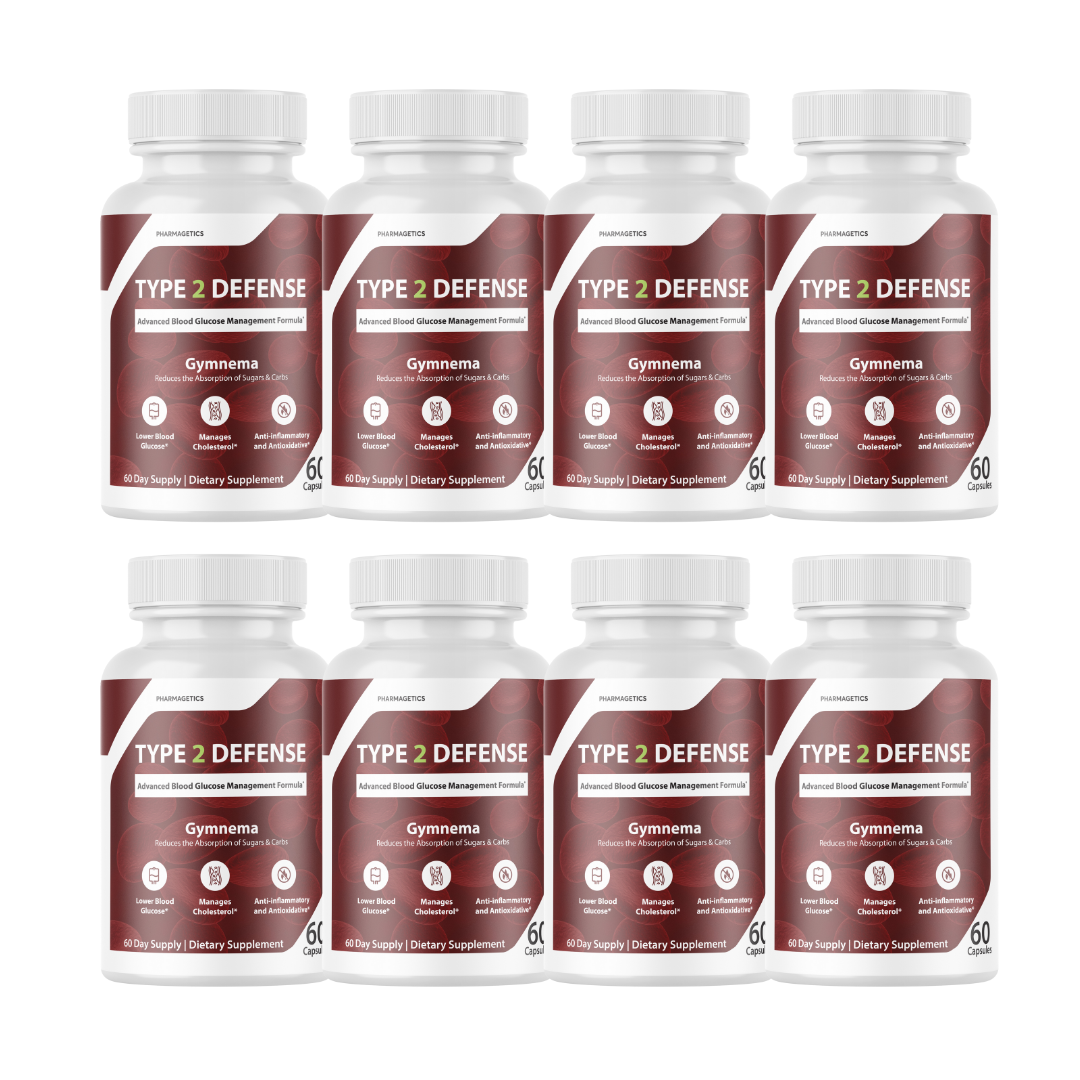 Type 2 Defense Advanced Blood Health Support Formula With Gymnema - 8 Bottles