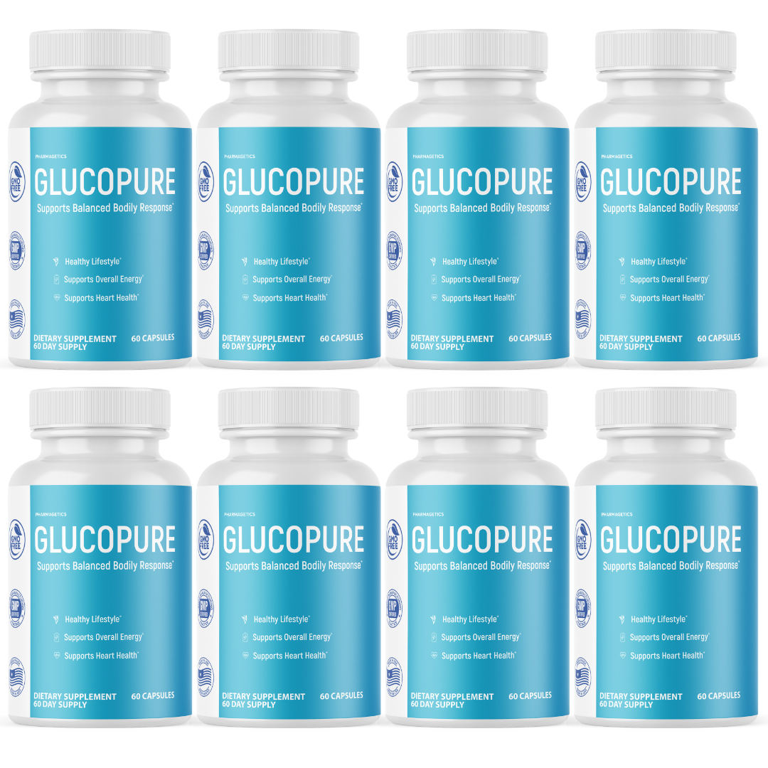 Glucopure Blood Sugar Support for Weight Loss & Heart Health - 8 Bottles