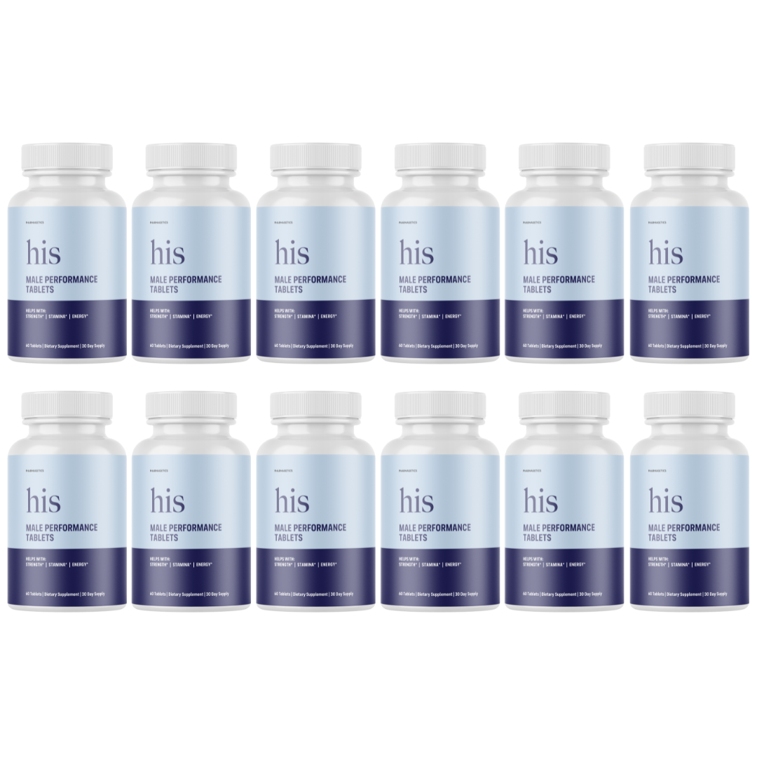 His Male Performance - Enhances Energy, Vitality & Stamina - 12 Bottles