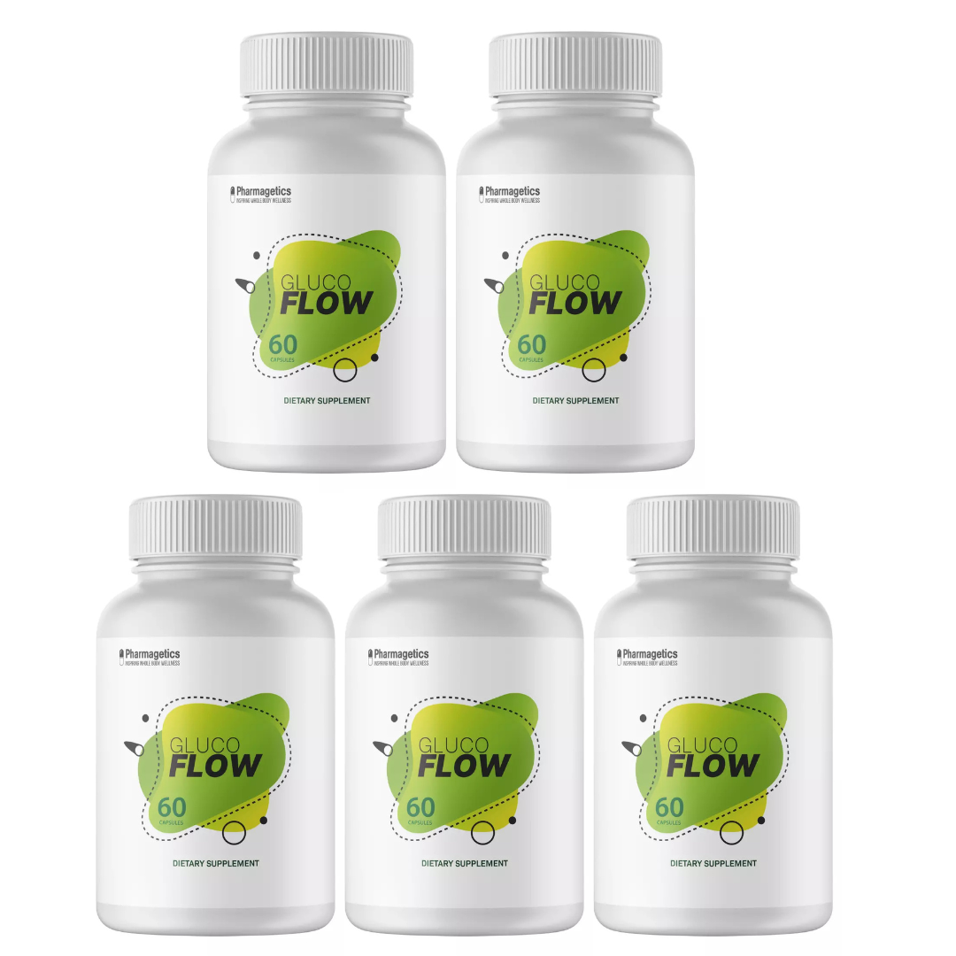 GLUCOFLOW Diabetic Glucose Support Supplement Blood Sugar -5 Bottles