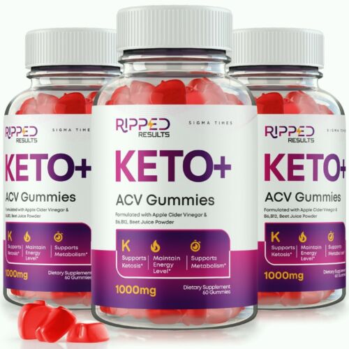 (3 Pack) Ripped Results Keto + ACV Gummies for Weight Loss &amp; Appetite Control