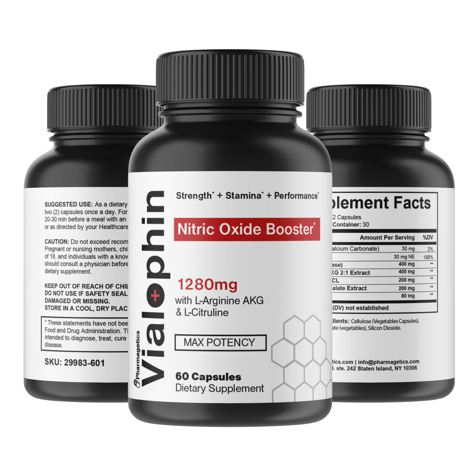 VIALOPHIN Male Virility Support 60ct & Nitric Oxide Booster 60ct - (10 Bottles)