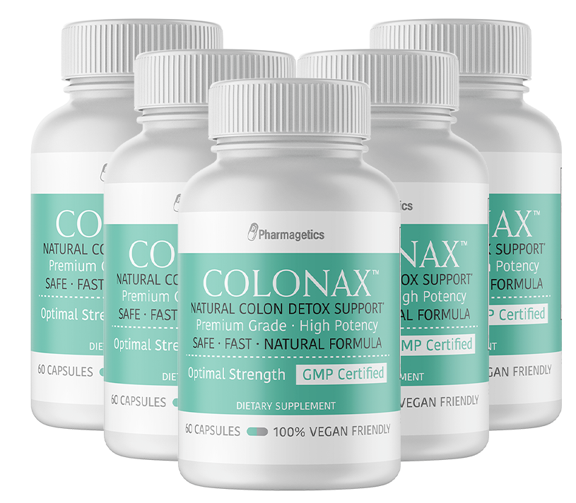 Colonax Natural Colon Detox Support 5 Bottles- 300 Capsules