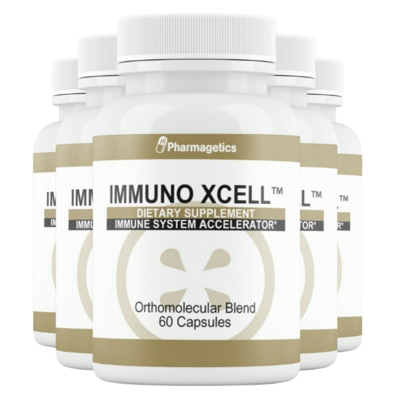 5 IMMUNO XCELL - Dietary Supplement -  60 Capsules - 300 Capsules - 5 Bottles