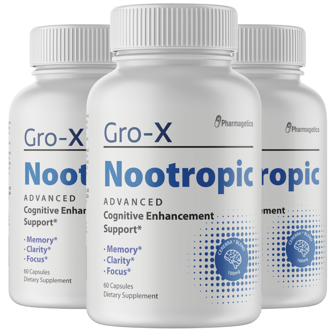 Gro-X Nootropic Cognitive Enhancement Support 3 Bottles 180 Capsules